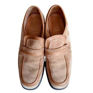 Vintage Men's Shoes 10 Hush Puppies Loafers Tan & Brown Suede Leather USA 1970's